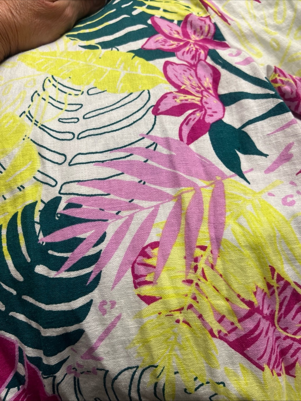 Nicole Miller White Jumpsuit with Pink & Green Tropical Print - Picture 8 of 9